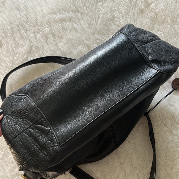 The Sak Leather Tote Satchel Bag 18” Large Brown Pebbled Cow Hide Gold Hardware - Picture 6 of 14